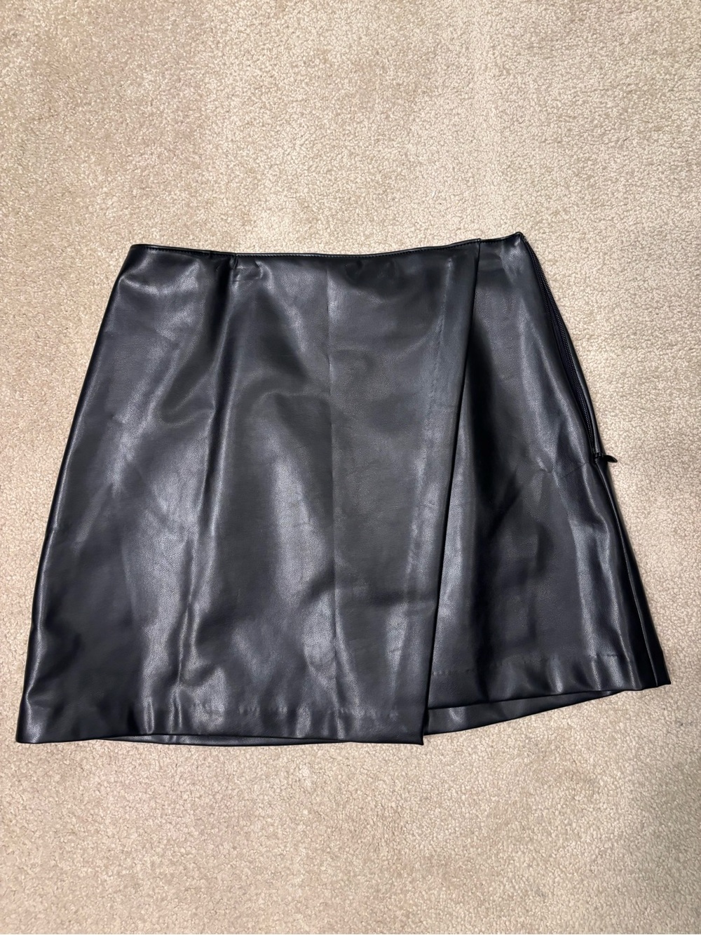 Abercrombie & Fitch Black Faux Leather Mini Skirt - Wrap Detail